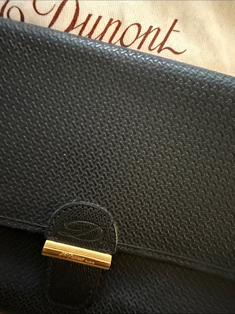 Vintage S.T. DuPont Paris rare black evening clutch with dust bag - Picture 10 of 10